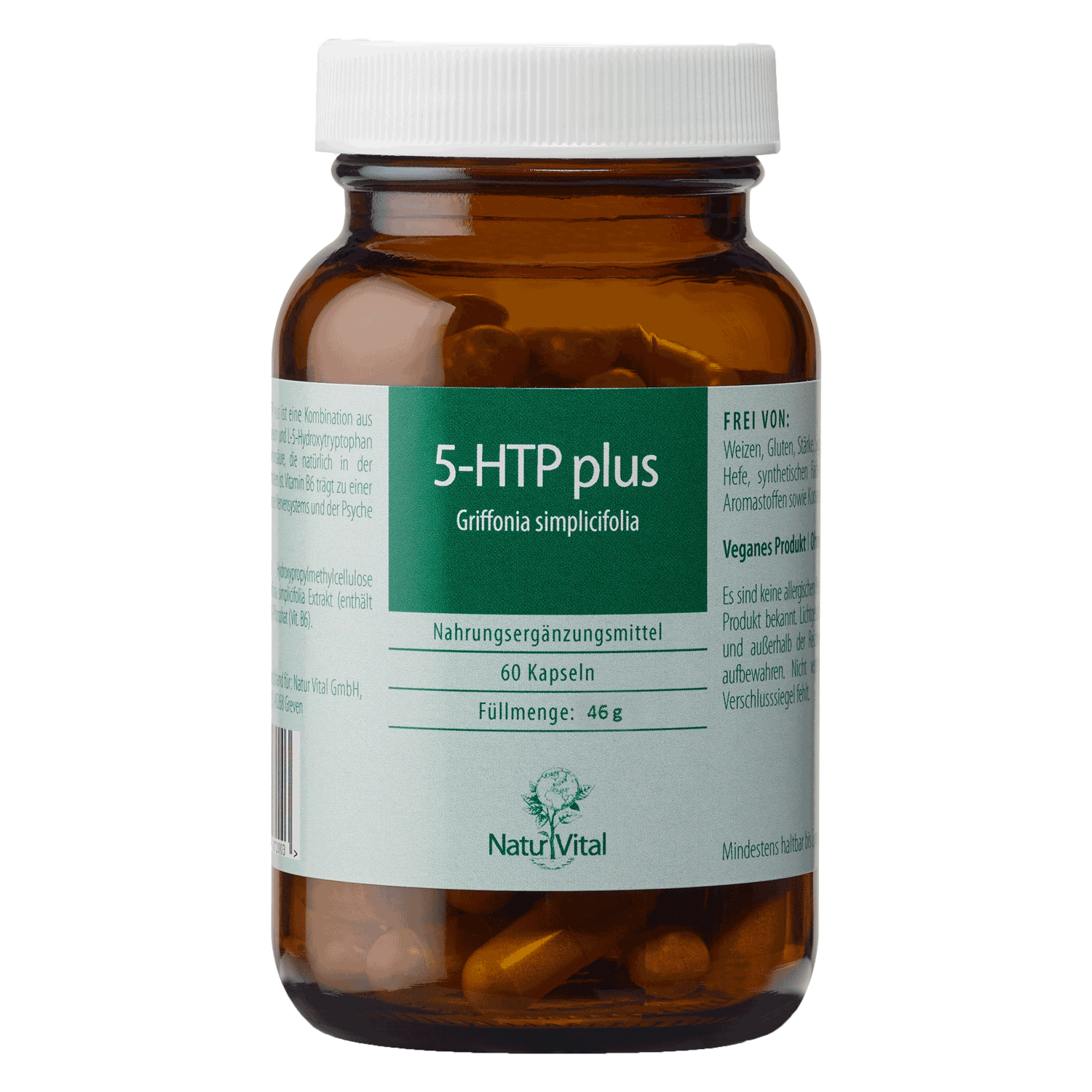 5-HTP plus Griffonia von Natur Vital beinhaltet 60 Kapseln