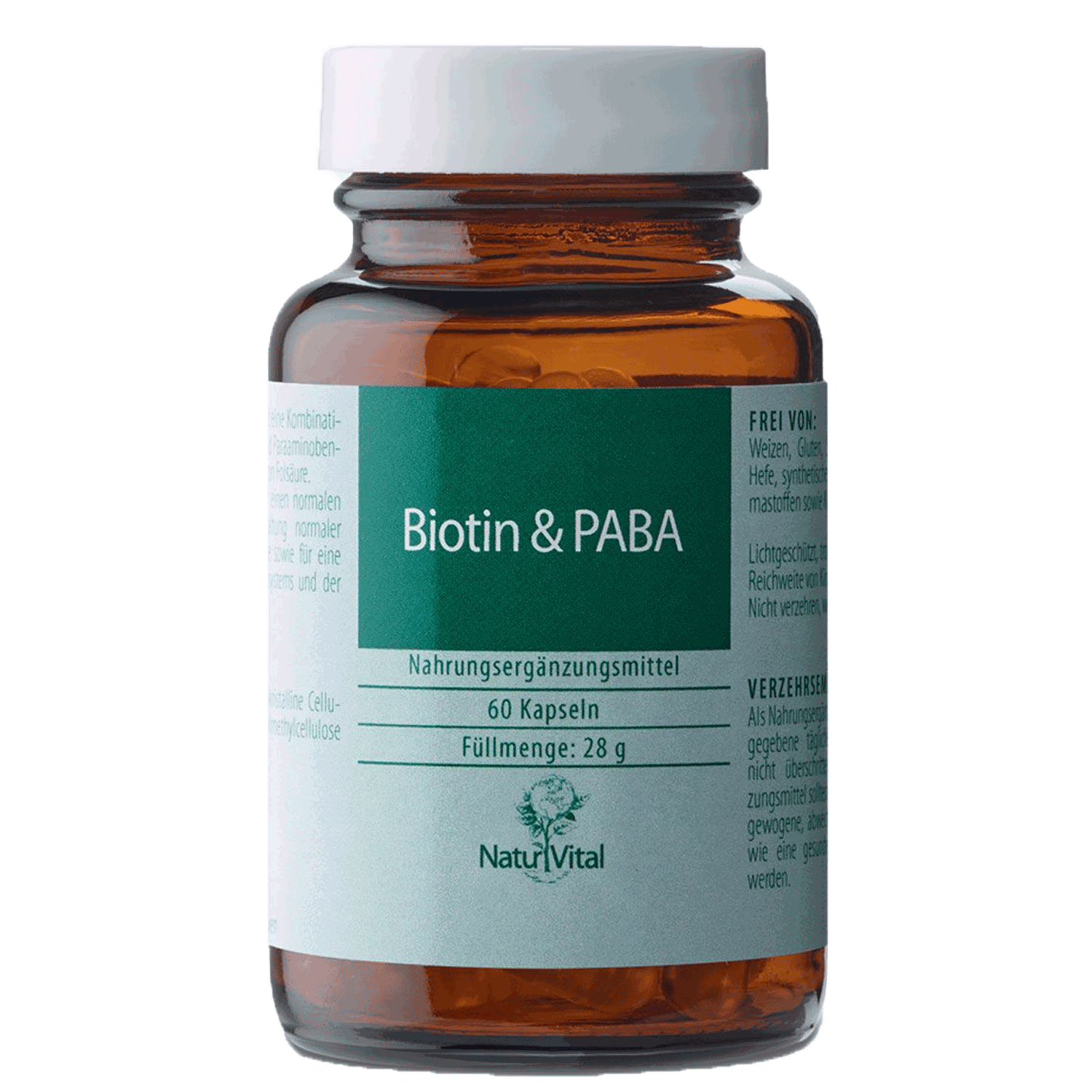 Biotin und PABA von Natur Vital beinhaltet 60 Kapseln