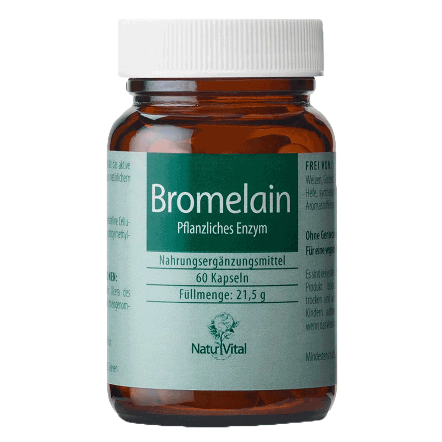 Bromelain pflanzliches Enzym von Natur Vital beinhaltet 60 Kapseln