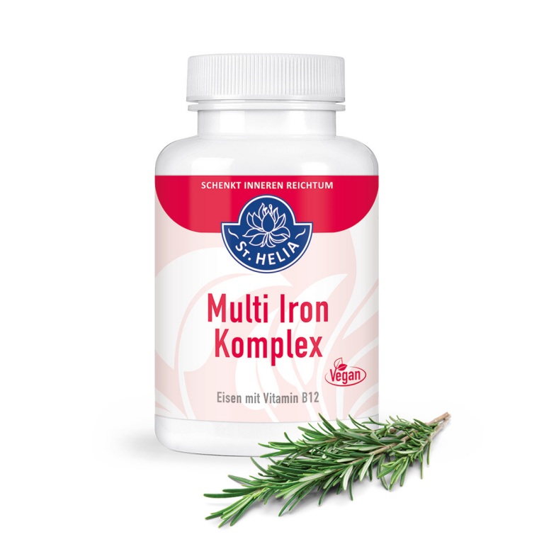 Multi Iron Komplex plus Vitamin B12 von St. Helia beinhaltet 90 Kapseln