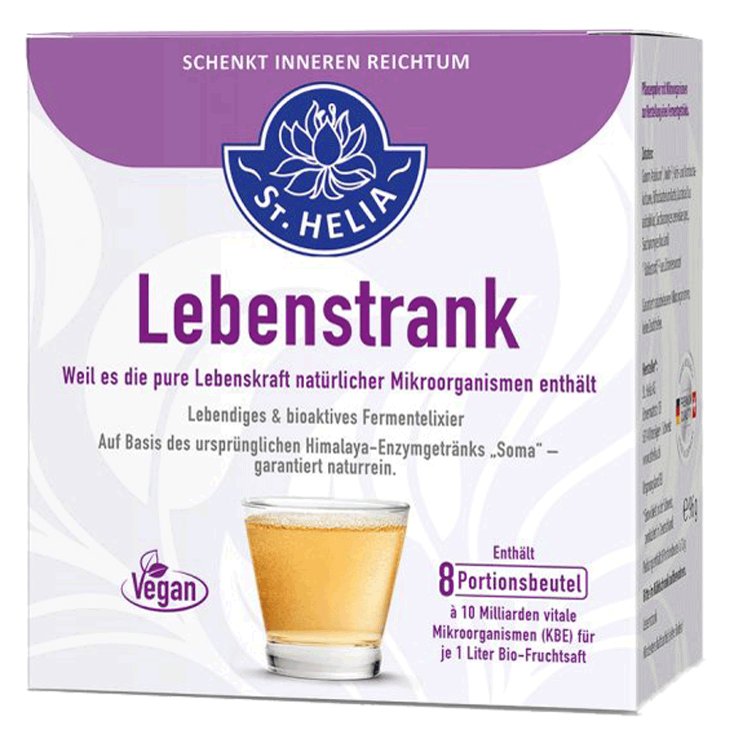 Lebenstrank von St. Helia beinhaltet 8 Beutel je 18 Gramm Pulver, Alkohol, Bier, Getränk, Tasse