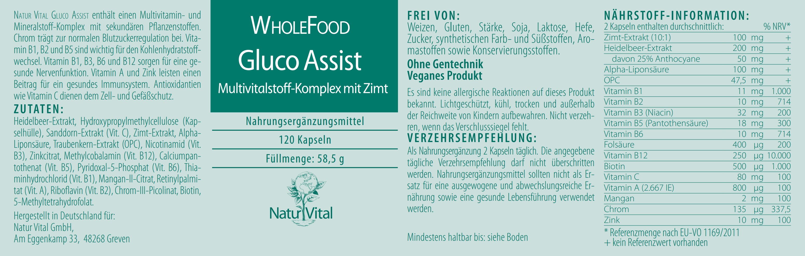 Gluco-Assist von Natur Vital Etikett