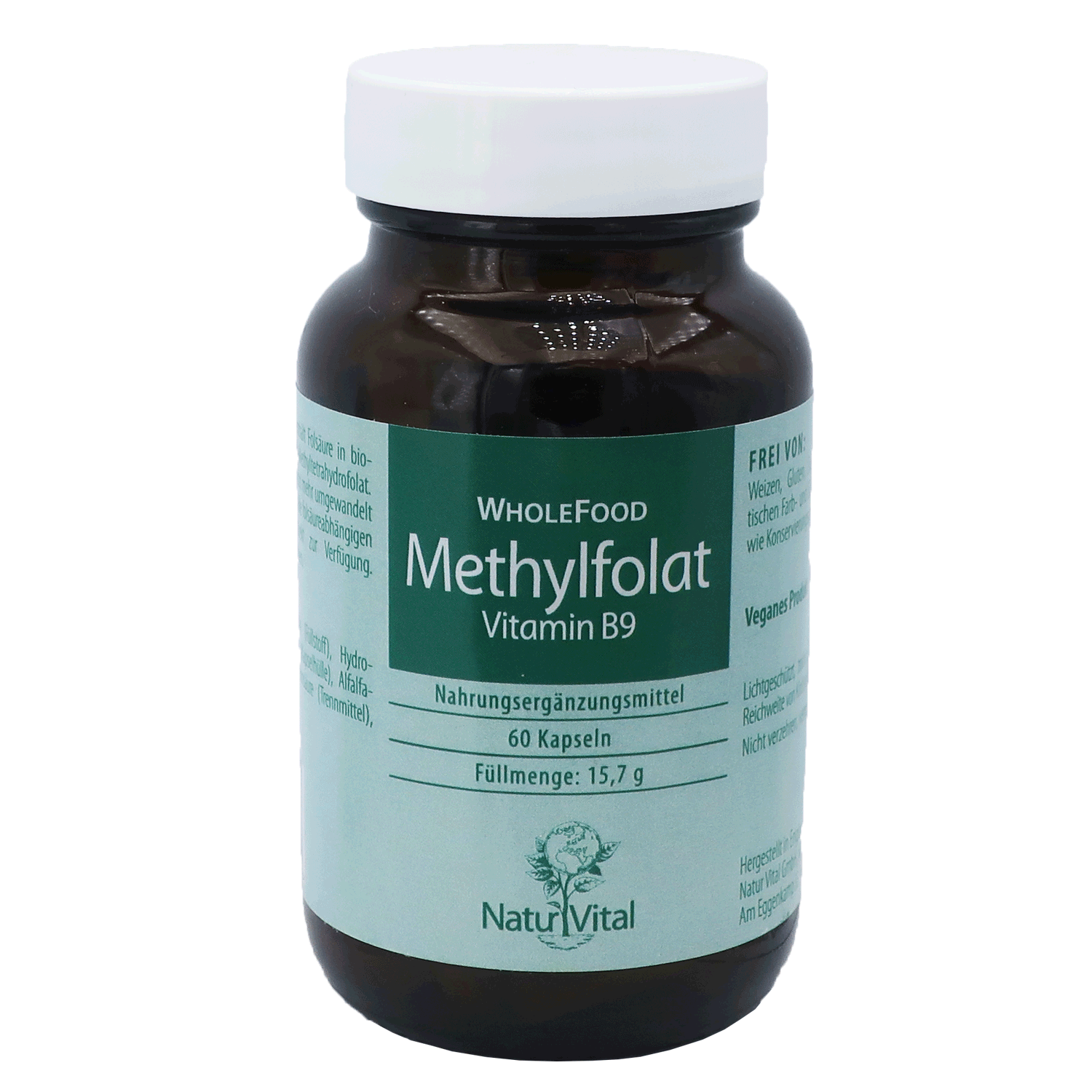 Methylfolat von Natur Vital beinhaltet 60 Kapseln