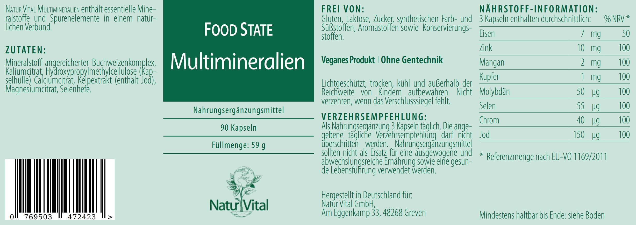 Multimineralien von Natur Vital Etikett