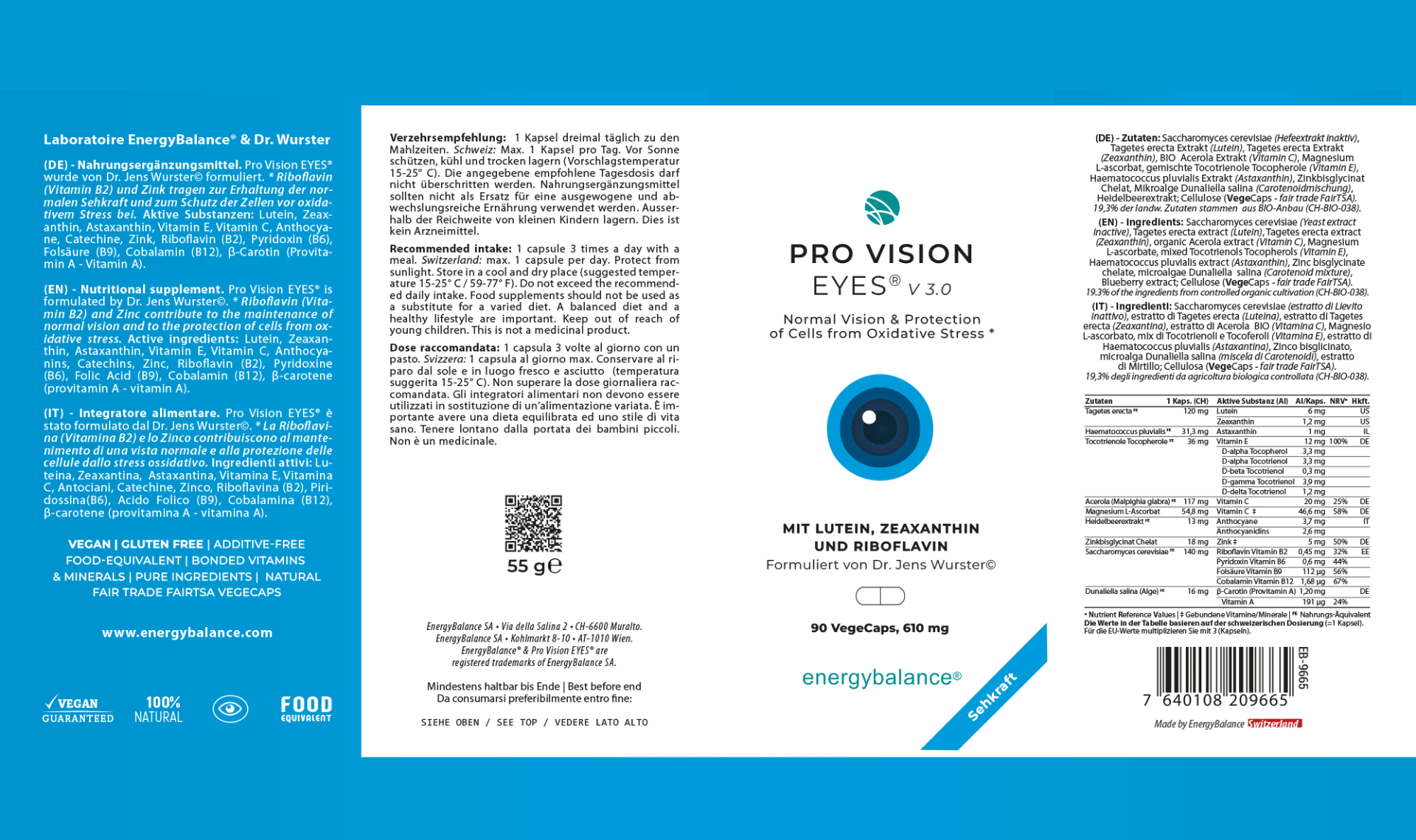 Pro Vision Eyes Etikett von Energybalance